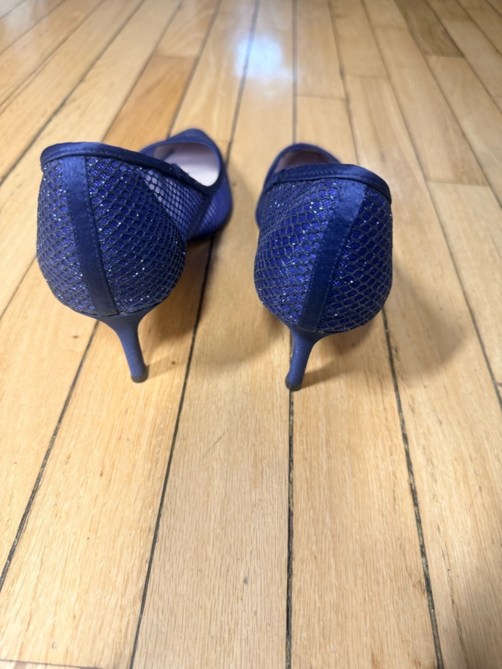 Nina Niley Navy Pointed toe Mesh Pump with Subtle Sparkle NEW - Picture 5 of 7